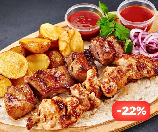 КОМБО Хочу шашлык на двоих Шашлык из свинины, Шашлык из курицы с молодым картофелем